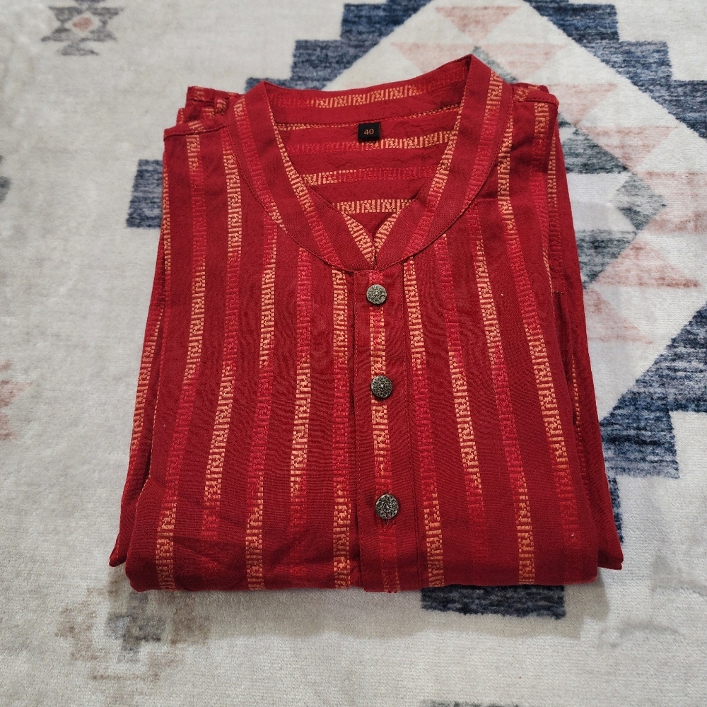 Men's Traditional Indian Kurta Embroidered Size 40 Large